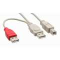 InLine USB 2.0 Y-kabel,  2x USB A Male naar 1x USB B Male, 1m