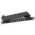 Mini-Patchpanel STP 8xRJ45 Cat.6A, 10inch 0,5U, RAL9005 black