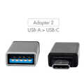 USB-C adapter set, C/M to USB-A/F + C/M to Micro-USB/F, silver