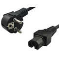 Power cable, CEE 7/7 (90°) to IEC C15, black, 2 m