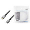 USB 3.2 Gen2 Type-C cable, C/M to USB-C/F, PD, alu, black/grey, 1 m