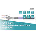 CAT 7 S-FTP outdoor installation cable, 1200 MHz PE, inner Eca (LSZH-1), AWG 23/1,100m, sx, bl&pu