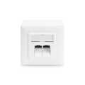 CAT 6 wall outlet, shielded, 2x RJ45 8P8C, LSA, pure white, surface mount, set=5 pcs.