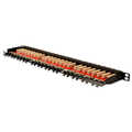 CAT 6A Class EA patch panel, shielded, 0.5U 24-port RJ45, incl. dust cover, 8P8C, black