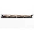 CAT 6A Class EA patch panel, shielded, 0.5U 24-port RJ45, incl. dust cover, 8P8C, black