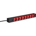 19 inch 1U Socket Strip 8 x CEE 7/3 red,  cable C14, 10A fine fuse, black