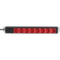 19 inch 1U Socket Strip 8 x CEE 7/3 red,  cable C14, 10A fine fuse, black