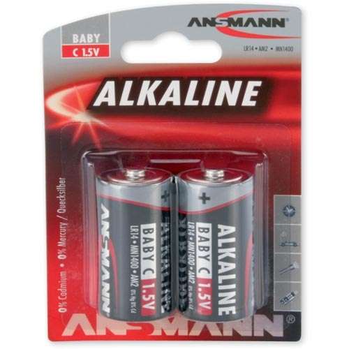 Naar omschrijving van 01050A - Ansmann alkaline battery, (C), 2 pcs. package (1513-0000)