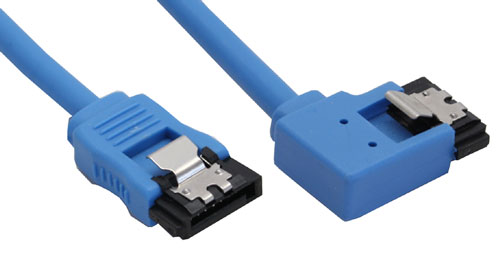 Naar omschrijving van 27705L - InLine SATA 6Gb/s rondkabel,  blauw, haaks links, met vergrendeling, 0.5m