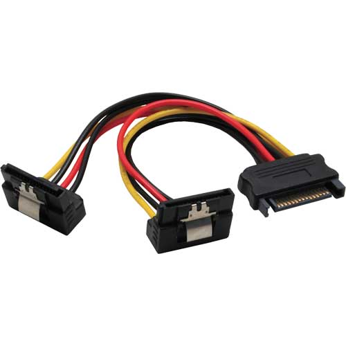 Naar omschrijving van 29683W - InLine  SATA Strom-Y-Kabel, SATA Bu an 2x SATA St gewinkelt, 0,15m