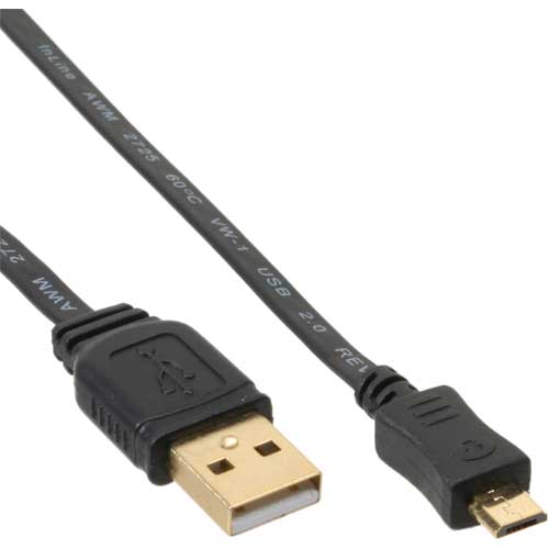 Naar omschrijving van 31730F - InLine  Micro-USB 2.0 Flatkabel, USB-A Male naar Micro-B Male, 3m