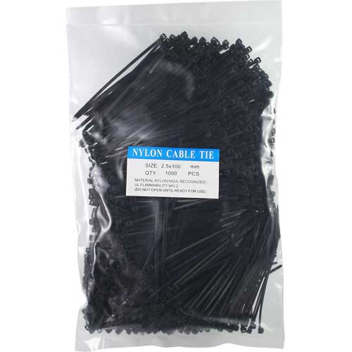 Naar omschrijving van 59963V - Cable ties bulk, length 100mm, wide 2,5mm, black, 1000pcs