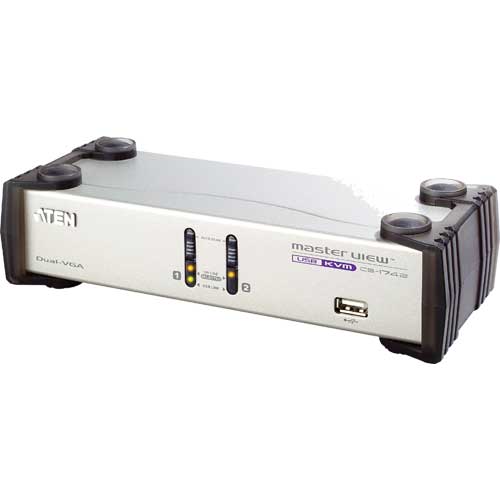 Naar omschrijving van 60652W - KVM Switch, 2-fold Dual View, ATEN CS-1742, USB+audio