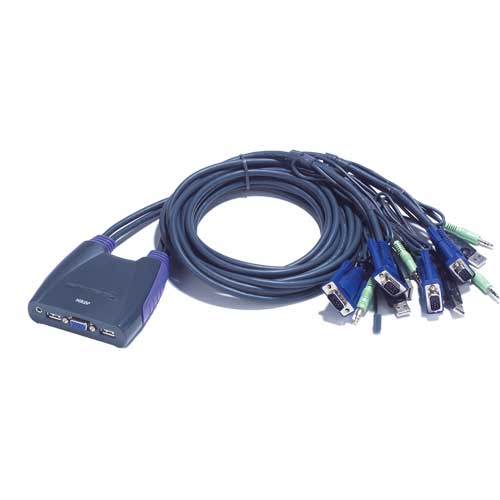 Naar omschrijving van 60654F - KVM Switch, 4-fold, ATEN CS64US, USB + Audio