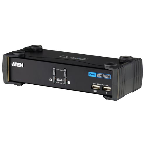 Naar omschrijving van 61612D - KVMP Switch, ATEN, 2x, CubiQ CS1762A, DVI, USB, Audio