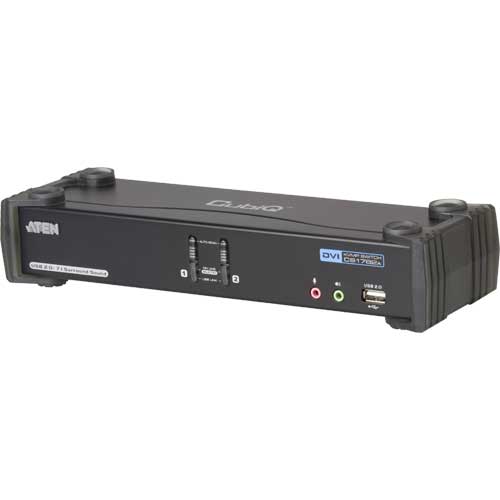 Naar omschrijving van 61612E - KVMP Switch, 2-port, ATEN CubiQ CS1782A, DVI, USB 2.0, Audio 7.1