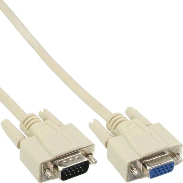 Naar omschrijving van 17735 - InLine VGA kabel,  beige, 15HD M/V, 5m