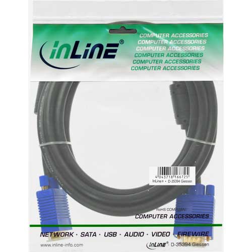 Naar omschrijving van 17710S - InLine S-VGA kabel,  Premium, zwart, 15HD M/M, 3m