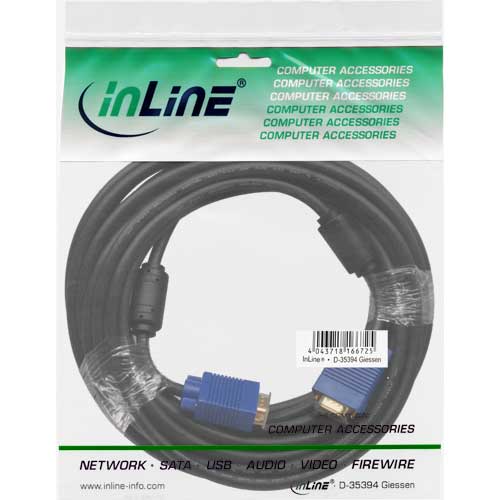 Naar omschrijving van 17717S - InLine S-VGA kabel,  Premium, zwart, 15HD M/M, 10m