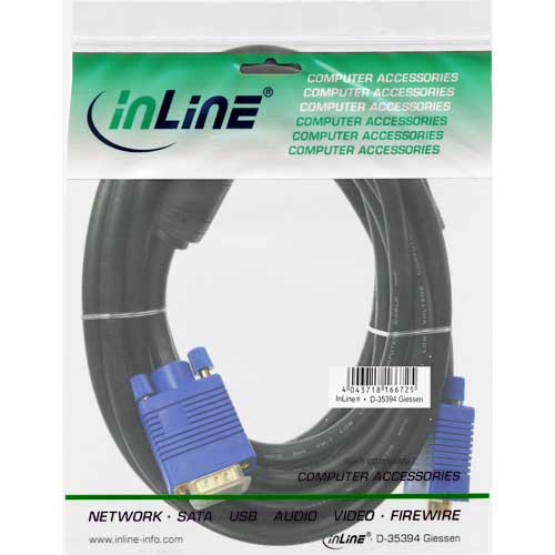 Naar omschrijving van 17718S - InLine S-VGA kabel,  Premium, zwart, 15HD M/M, 5m