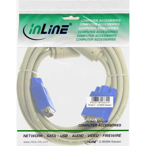 Naar omschrijving van 17710 - InLine S-VGA kabel, grijs, 15HD M/M, 3m