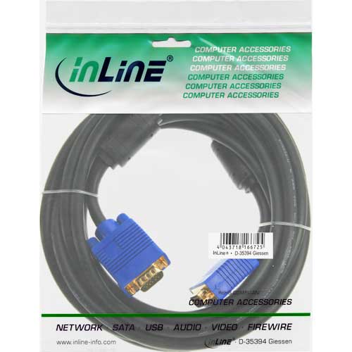 Naar omschrijving van 17711S - InLine S-VGA kabel,  Premium, zwart 15HD M/V, 15m