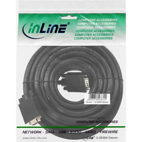 Naar omschrijving van 17701B - InLine S-VGA kabel,  zwart, 15HD M/F, 1m