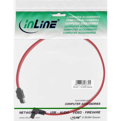 Naar omschrijving van 27703V - InLine SATA kabel,  met vergrendeling,  haaks, 0.3m