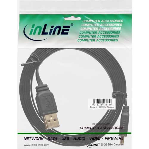 Naar omschrijving van 31820F - InLine  Mini-USB 2.0 Flatkabel, USB A Male naar Mini Male, 2m