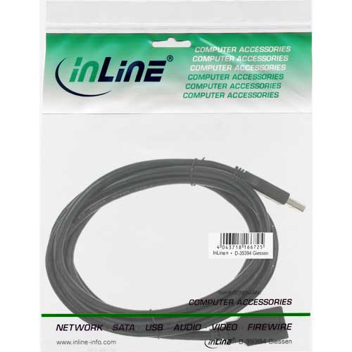 Naar omschrijving van 35630 - InLine USB 3.0 kabel,  AM/AF, zwart, 3m