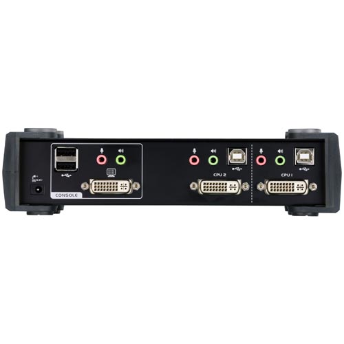 Naar omschrijving van 61612D - KVMP Switch, ATEN, 2x, CubiQ CS1762A, DVI, USB, Audio