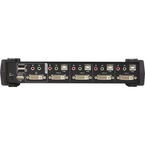 Naar omschrijving van 61614E - KVMP Switch, 4-port, ATEN CubiQ CS1784A, DVI, USB 2.0, Audio 2.1