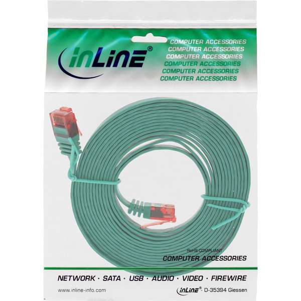 Naar omschrijving van 71600G - InLine Platte patchkabel,  UTP, Cat. 6, groen, 10m