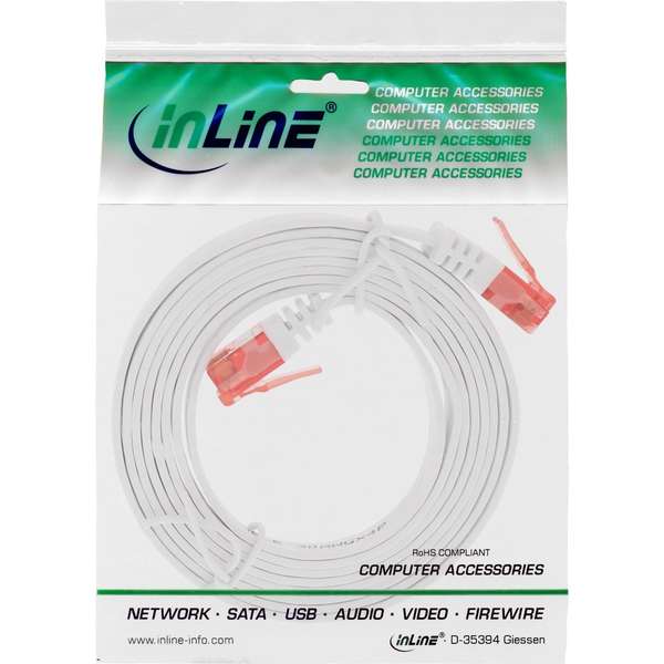 Naar omschrijving van 71607W - InLine Platte patchkabel,  UTP, Cat. 6, wit, 7m