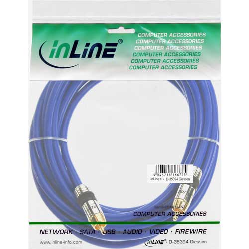 Naar omschrijving van 89415P - InLine Tulp audiokabel,  Premium, vergulde contacten, 1x Tulp M/M, 15m