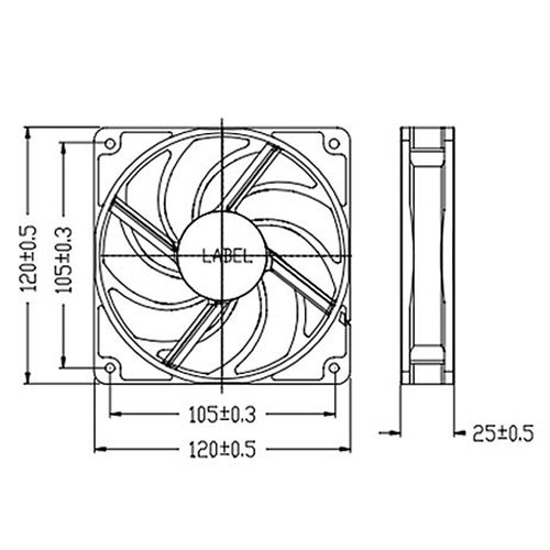 Naar omschrijving van 33140 - Fan, Titan, 120x120x25mm, TFD-12025H12ZP/KU(RB), KUKRI-Series, with PWM