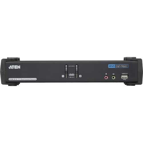 Naar omschrijving van 61612E - KVMP Switch, 2-port, ATEN CubiQ CS1782A, DVI, USB 2.0, Audio 7.1