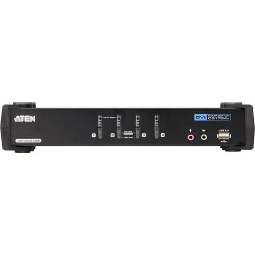 Naar omschrijving van 61614E - KVMP Switch, 4-port, ATEN CubiQ CS1784A, DVI, USB 2.0, Audio 2.1