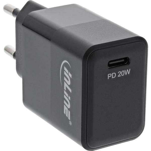 Naar omschrijving van 31500B - InLine USB PD Charger Single USB Type-C, Power Delivery, 20W, black