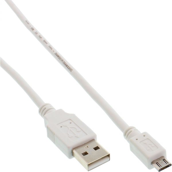 Naar omschrijving van 31750W - InLine Micro USB 2.0 Cable USB Type A to Micro-B male white 5m