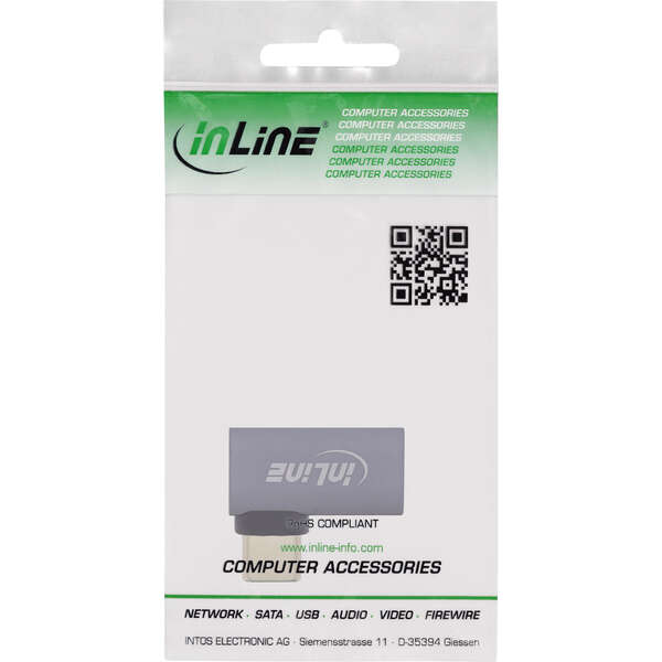 Naar omschrijving van 35900G - InLine® USB4 adapter, USB-C male/female right/left angled, aluminium, grey