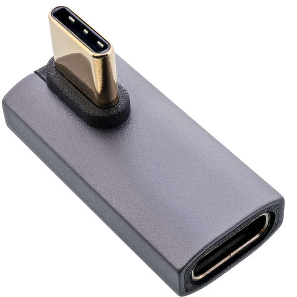 Naar omschrijving van 35900H - InLine® USB4 adapter, USB-C plug/socket vertical right/left angled, alu, grey