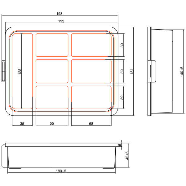 Naar omschrijving van 43009G - InLine® Small Components Box, 7 compartments, 180x140x40mm, orange