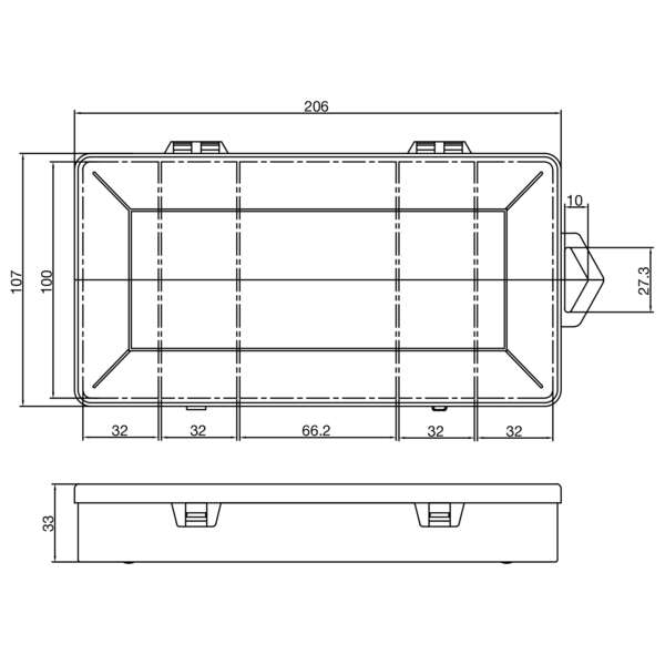 Naar omschrijving van 43009J - InLine® Small Components Box, 5 compartments, 206x107x33mm, transparent