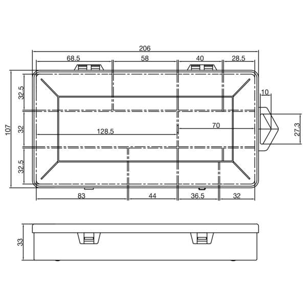 Naar omschrijving van 43009L - InLine® Small Components Box 10 shelfs 206x107x33mm, transparent