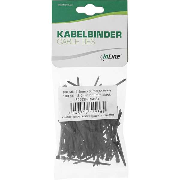 Naar omschrijving van 59963F - InLine  Kabelband, lengte 60mm, breedte 2.5mm, zwart, 100 stks