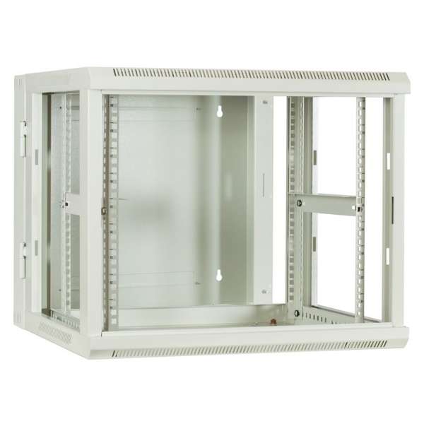 Naar omschrijving van AST19-6609W-DOUBLE - 9U witte wandkast (kantelbaar) met glazen deur 600x600x500mm (BxDxH)