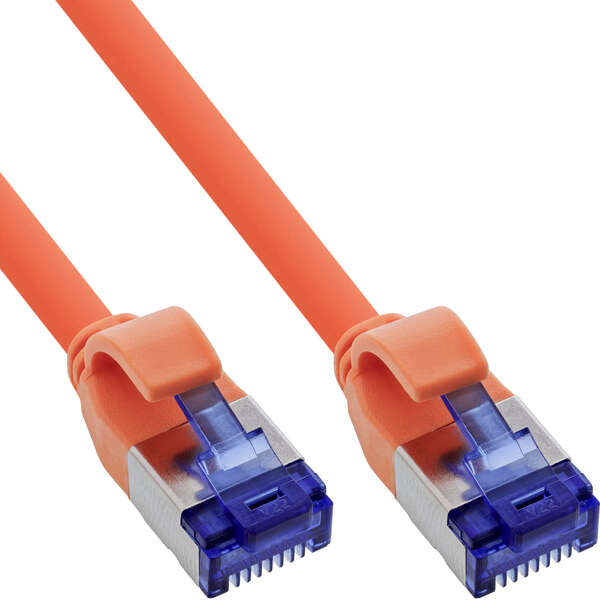 Naar omschrijving van 74920O - Patch cable slim, Cat.6A, S/FTP, TPE (LSZH) flexible, PoE, orange, 20m