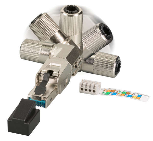 Naar omschrijving van 88035P8-1 - RJ45 Premium plug STP, Cat.6A/ClassEA, Field-plug, full metal