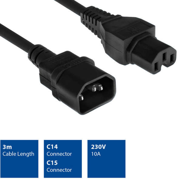 Naar omschrijving van AK5339 - POWERCORD C14-C15 BK 3.00M